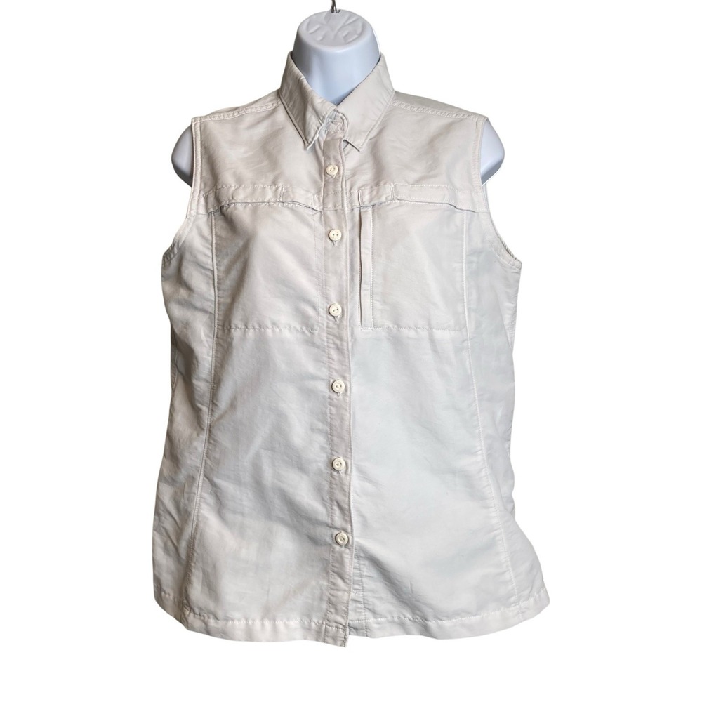 L. L. Bean White Sleeveless Button Up Utility Vest S Gorpcore Outdoorsy Durable